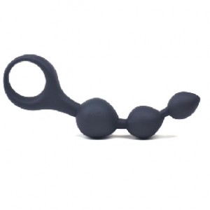 Black Silicone Anal Triball Beaded Butt Plug